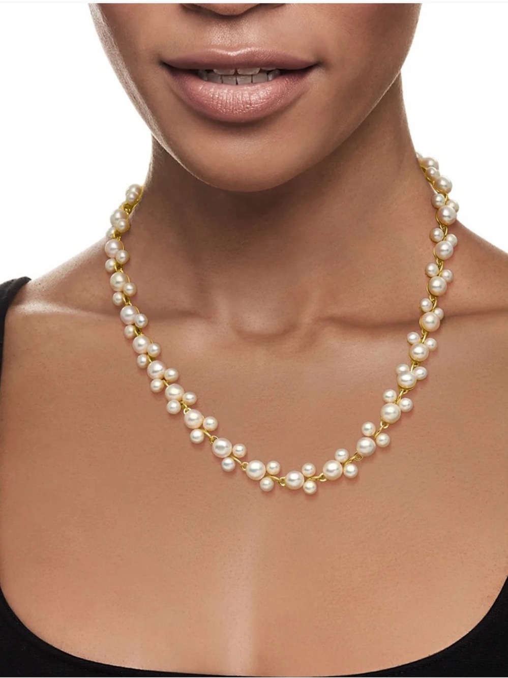 Ross + Simons5-7.5mm Cultured Pearl Trio Vine Necklace 18kt Gold Over Sterling